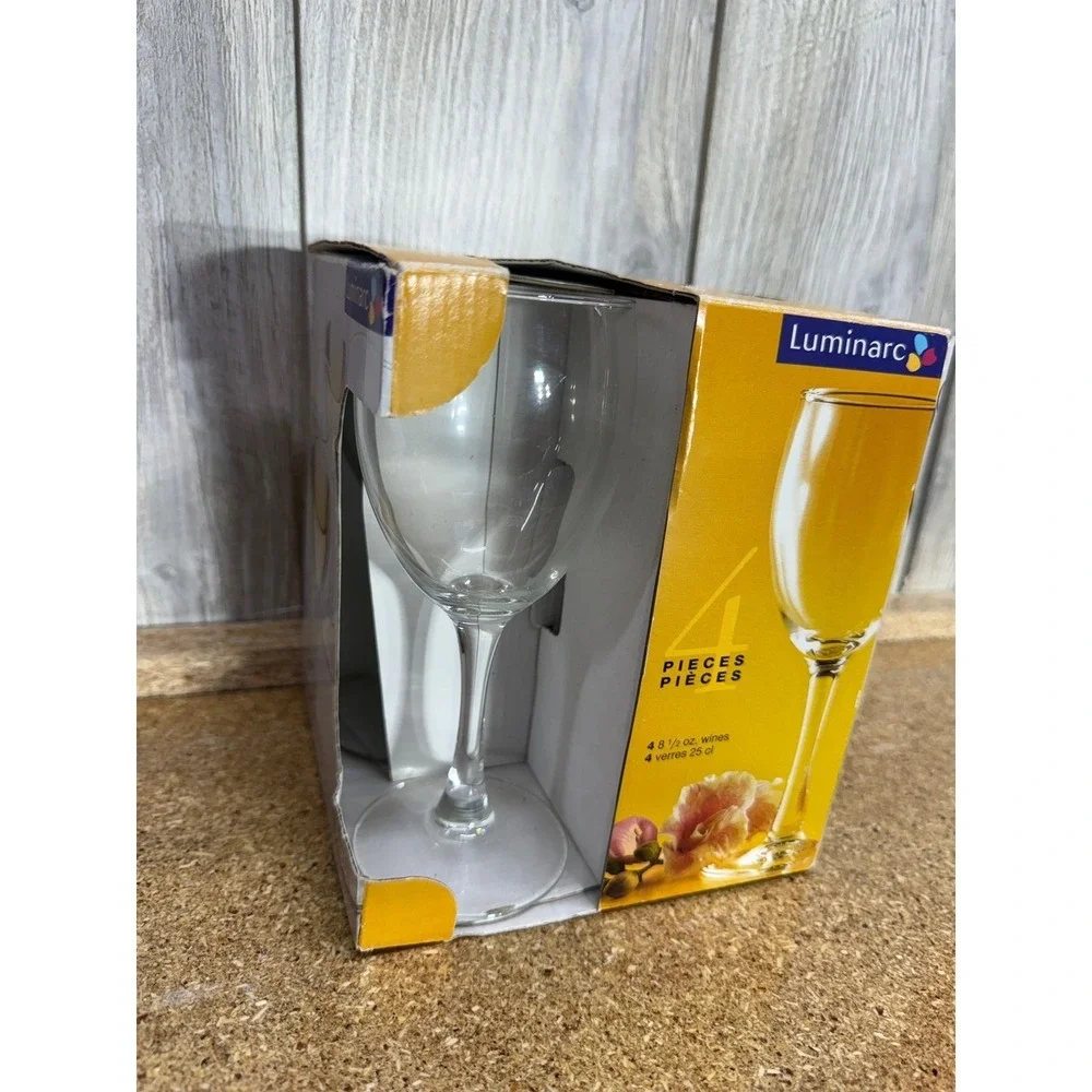 Luminarc Nuance Wine Glass Set 4 Piece 8.5 oz Clear Glass Made in France 13766